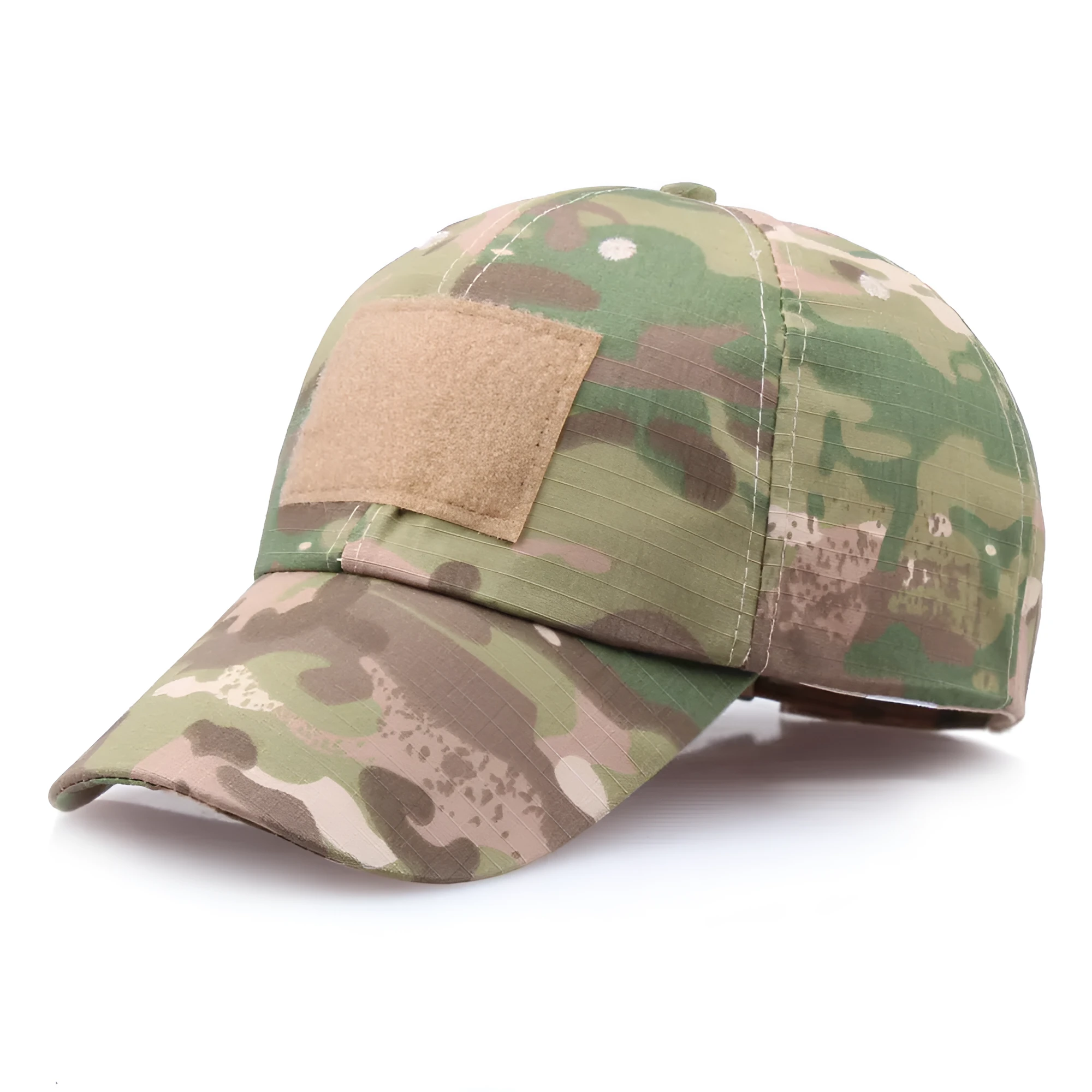 Tactical Velcro camouflage baseball cap in twill polyester with embroidery patch, adjustable 58-60cm size, available in multiple colours