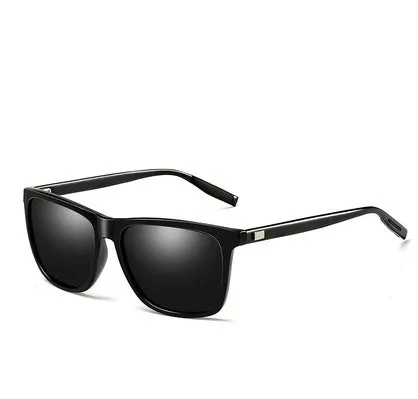 Vintage style sunglasses with TAC lens and aluminum magnesium frame in black