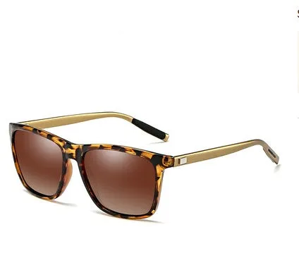 Vintage style sunglasses with TAC lens and aluminum magnesium frame in black