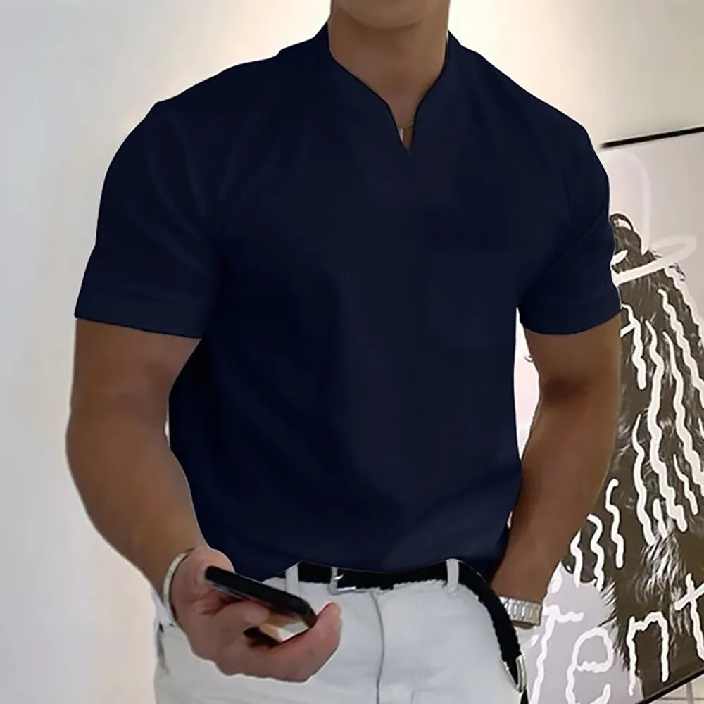 Men's plus size short sleeve sports t-shirt with pocket in loose fit, available in multiple colours