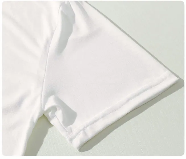 White short sleeve polyester T-shirt with forest bear and letter print for men