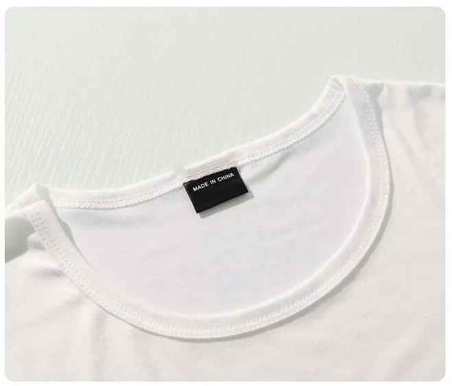 White short sleeve polyester T-shirt with forest bear and letter print for men