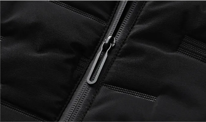 Men's autumn winter suit set with hooded long sleeve polyester jacket and matching trousers in black and grey options