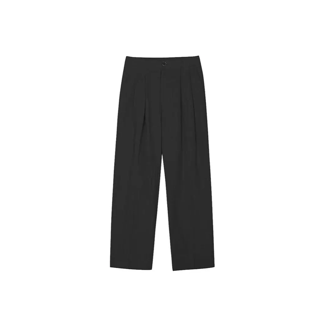 Men's light-weight cotton linen trousers in apricot with wide-leg design and micro-elastic waist