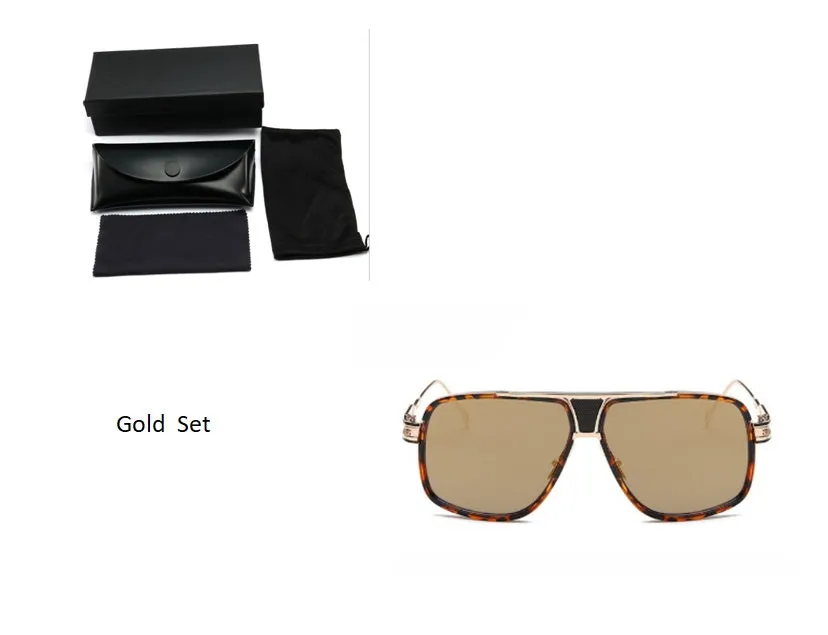 Grandmaster square sunglasses for men with black frame and UV400 acrylic lenses