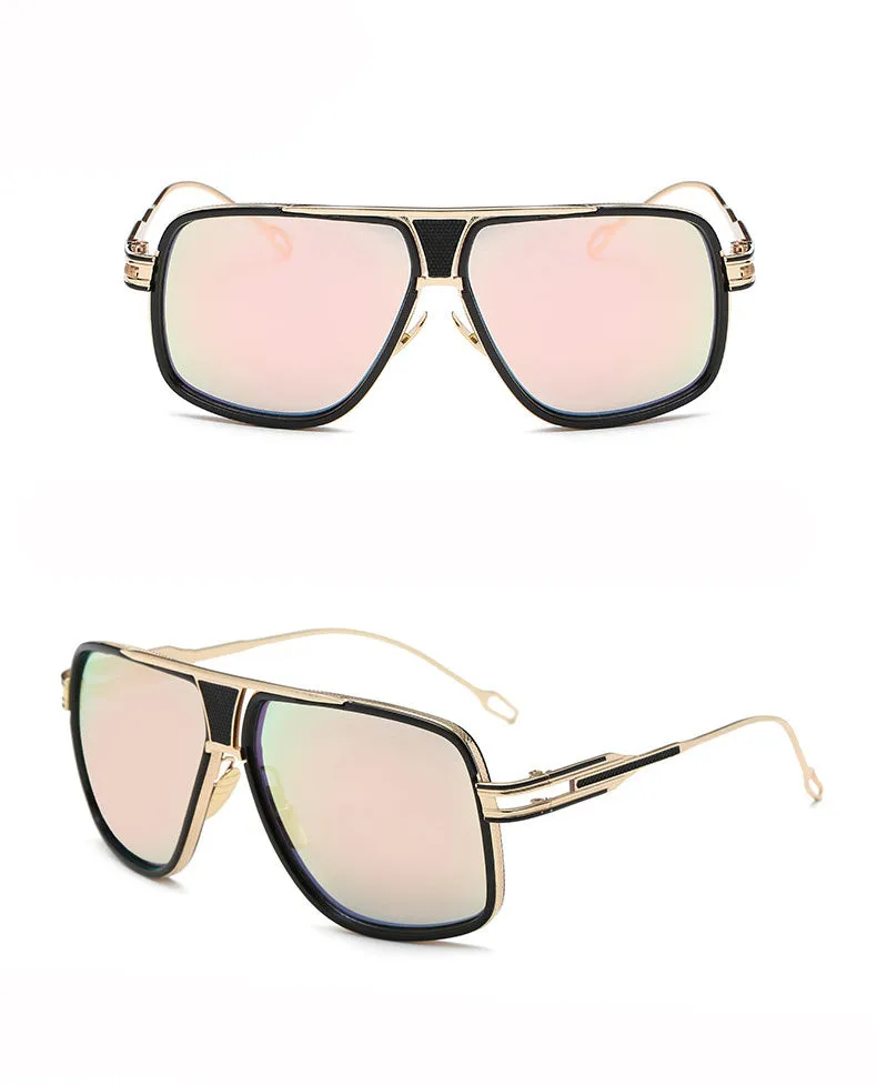 Grandmaster square sunglasses for men with black frame and UV400 acrylic lenses