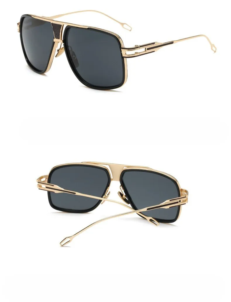 Grandmaster square sunglasses for men with black frame and UV400 acrylic lenses