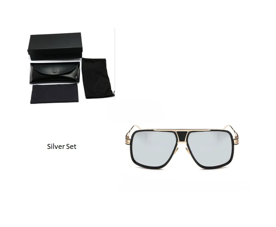 Grandmaster square sunglasses for men with black frame and UV400 acrylic lenses