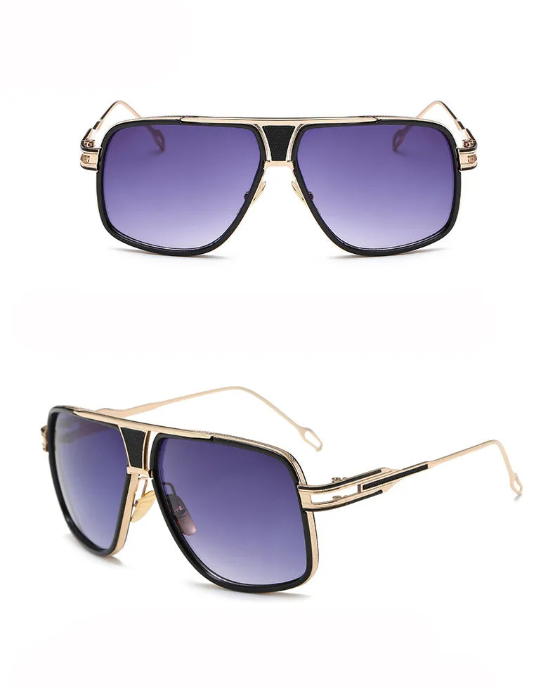 Grandmaster square sunglasses for men with black frame and UV400 acrylic lenses