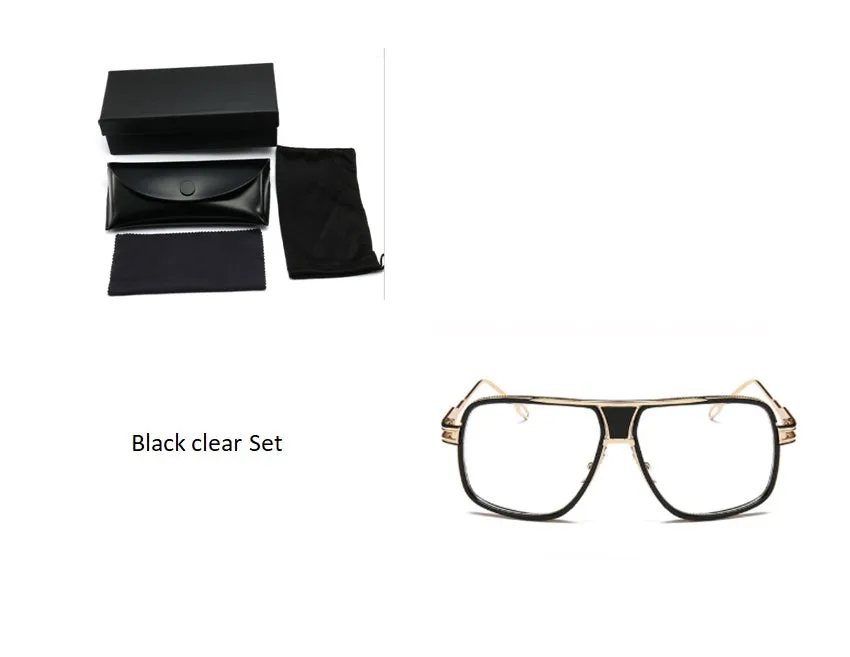 Grandmaster square sunglasses for men with black frame and UV400 acrylic lenses
