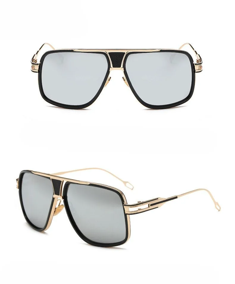 Grandmaster square sunglasses for men with black frame and UV400 acrylic lenses