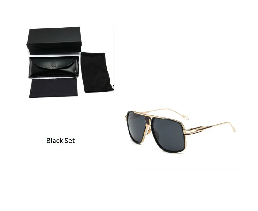 Grandmaster square sunglasses for men with black frame and UV400 acrylic lenses