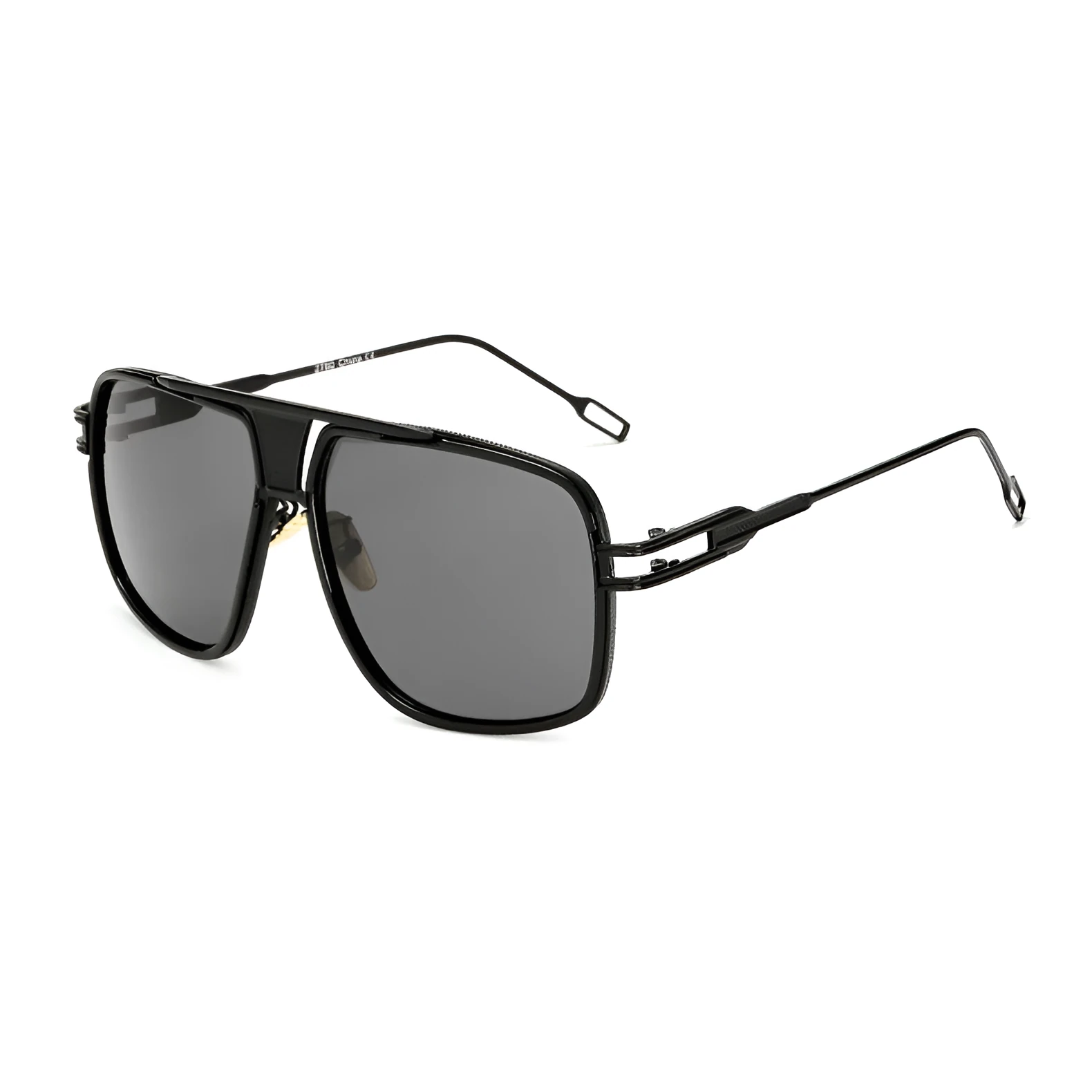 Grandmaster square sunglasses for men with black frame and UV400 acrylic lenses