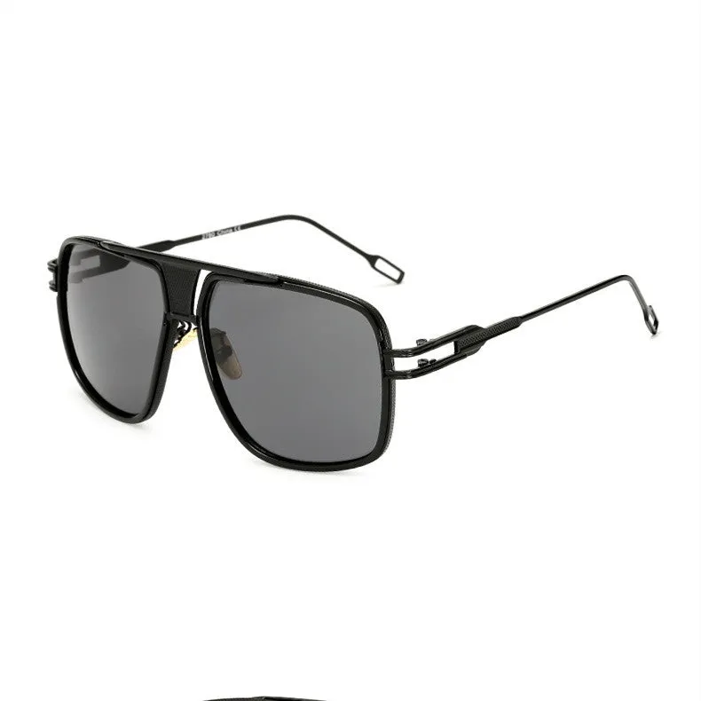 Grandmaster square sunglasses for men with black frame and UV400 acrylic lenses