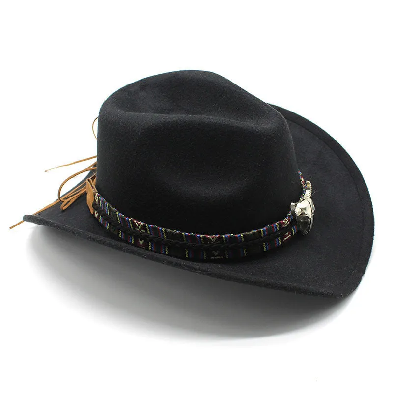 Polyester Western cowboy hat with a bell crown in army green colour, shown from the side.