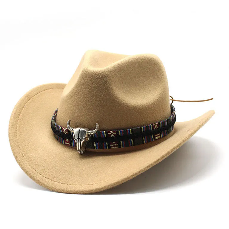 Polyester Western cowboy hat with a bell crown in army green colour, shown from the side.