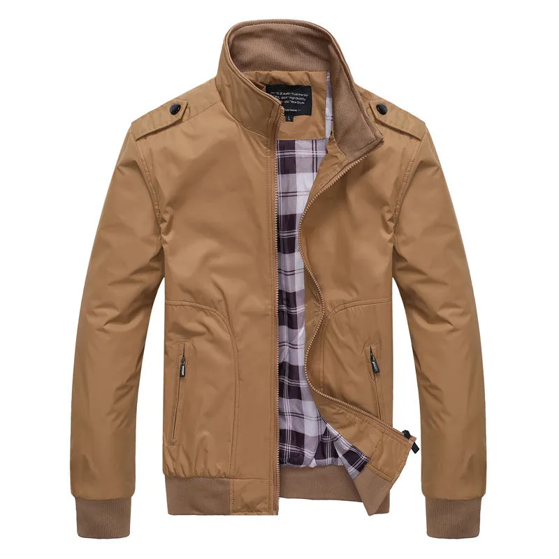 Men's bomber jacket overcoat in chemical fibre blend, available in multiple colours with Asian sizing M to 6XL