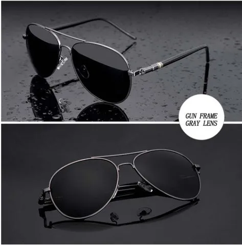 Polarized sunglasses with TAC lens, alloy metal frame, mirror finish, UV protection