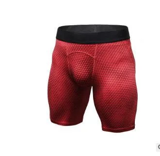 Men's black compression gym shorts with elastic waist, made from 85% polyester 15% spandex for fitness and running