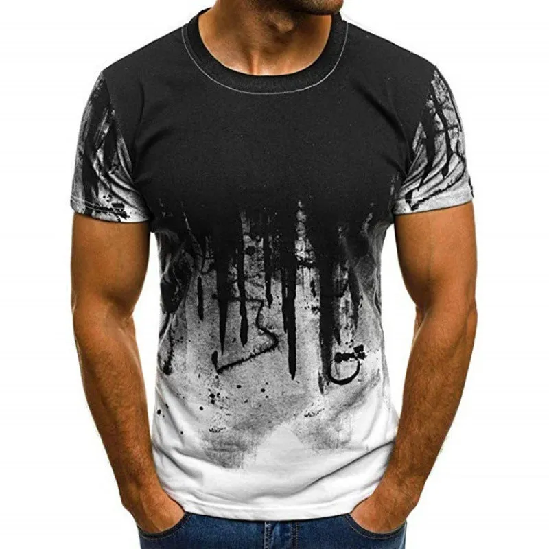 Printed t-shirt in green with short sleeves, available in sizes S to 6XL