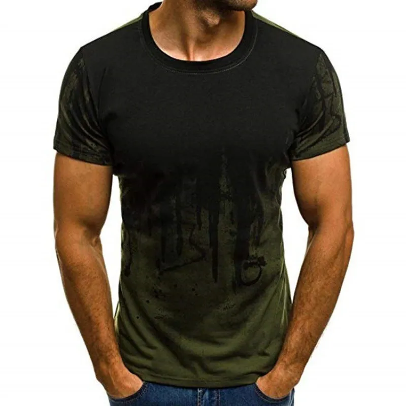 Printed t-shirt in green with short sleeves, available in sizes S to 6XL