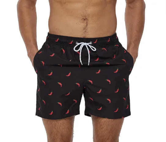 Men's quick-dry waterproof beach shorts in blue stripe pattern with fold-resistant and fade-proof fabric