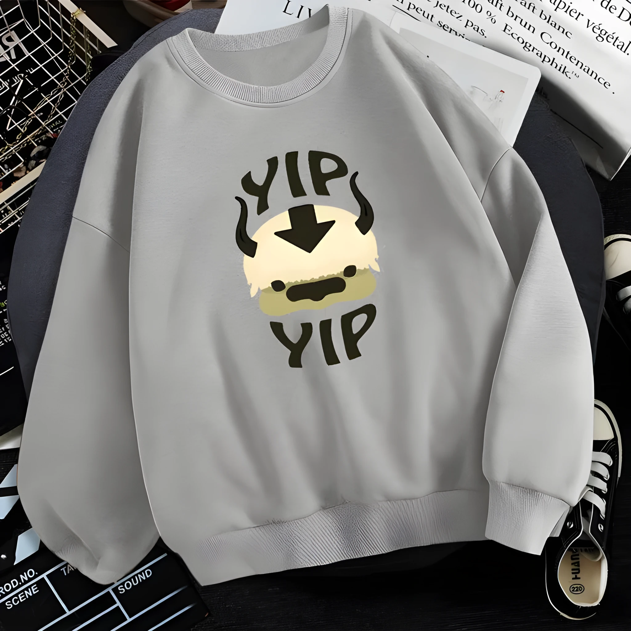 Man wearing Avatar The Last Airbender fleece sweatshirt round neck long sleeve multiple colours