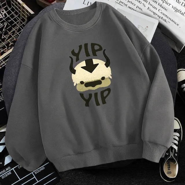Man wearing Avatar The Last Airbender fleece sweatshirt round neck long sleeve multiple colours