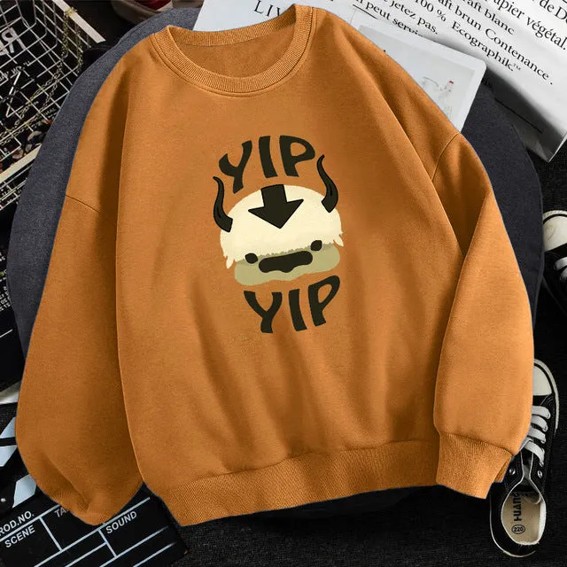 Man wearing Avatar The Last Airbender fleece sweatshirt round neck long sleeve multiple colours