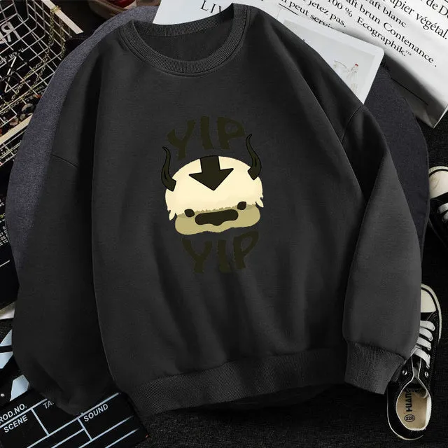 Man wearing Avatar The Last Airbender fleece sweatshirt round neck long sleeve multiple colours