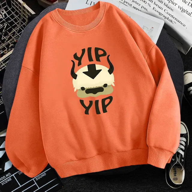 Man wearing Avatar The Last Airbender fleece sweatshirt round neck long sleeve multiple colours