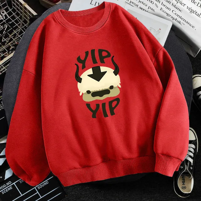 Man wearing Avatar The Last Airbender fleece sweatshirt round neck long sleeve multiple colours