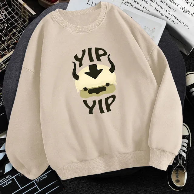 Man wearing Avatar The Last Airbender fleece sweatshirt round neck long sleeve multiple colours