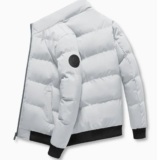 Outdoor warm heated jacket in black with cardigan style and USB heating port
