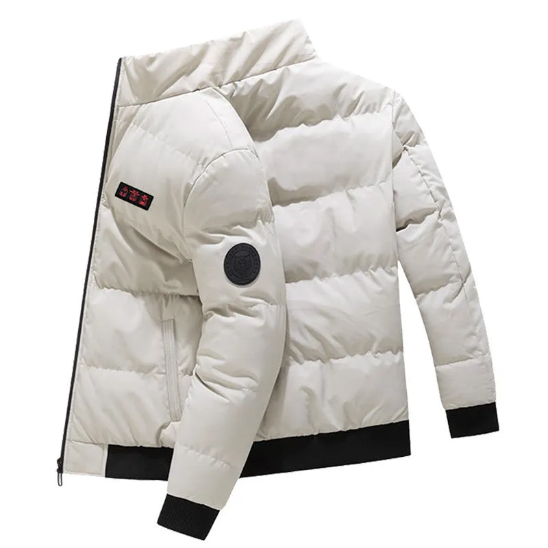 Outdoor warm heated jacket in black with cardigan style and USB heating port
