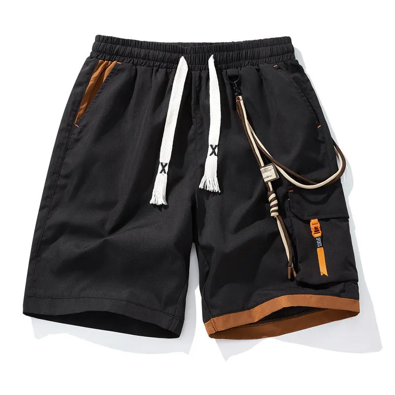 Man wearing coffee-coloured plus size bamboo fibre sports shorts with a high waist and straight leg.