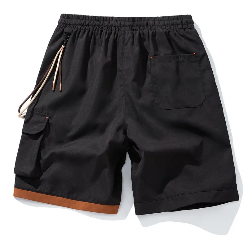 Man wearing coffee-coloured plus size bamboo fibre sports shorts with a high waist and straight leg.