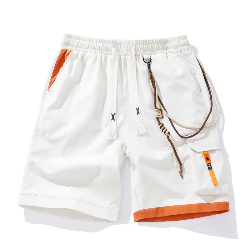 Man wearing coffee-coloured plus size bamboo fibre sports shorts with a high waist and straight leg.