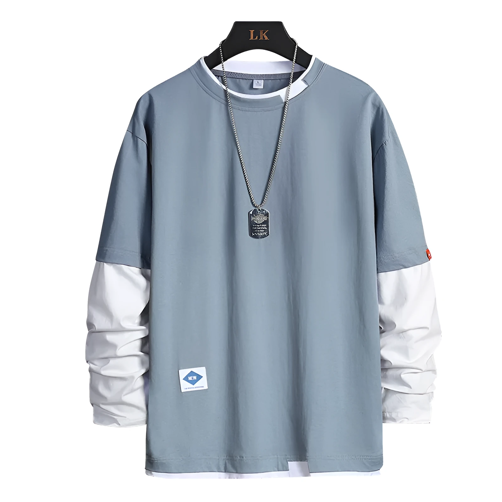 Women's autumn bottoming shirt with long sleeves and round neck in plain solid colour