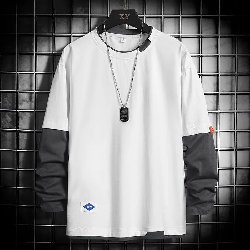 Women's autumn bottoming shirt with long sleeves and round neck in plain solid colour