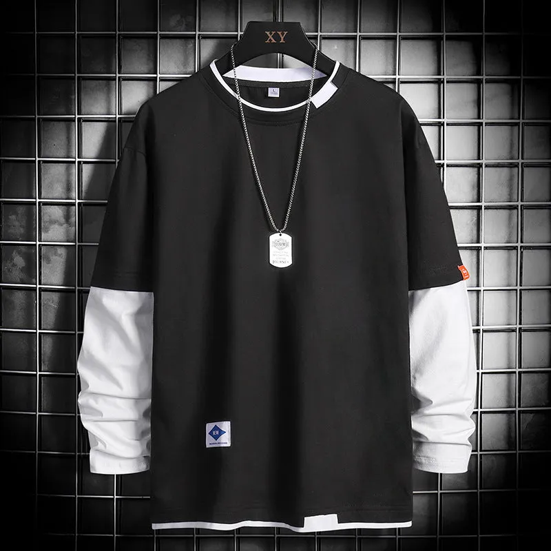 Women's autumn bottoming shirt with long sleeves and round neck in plain solid colour