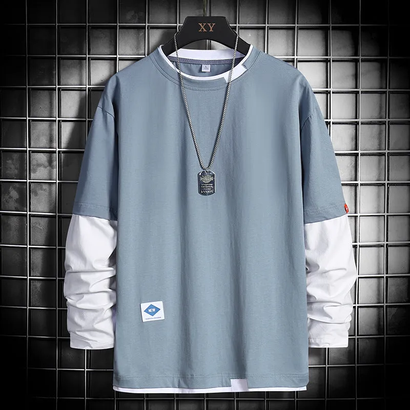 Women's autumn bottoming shirt with long sleeves and round neck in plain solid colour