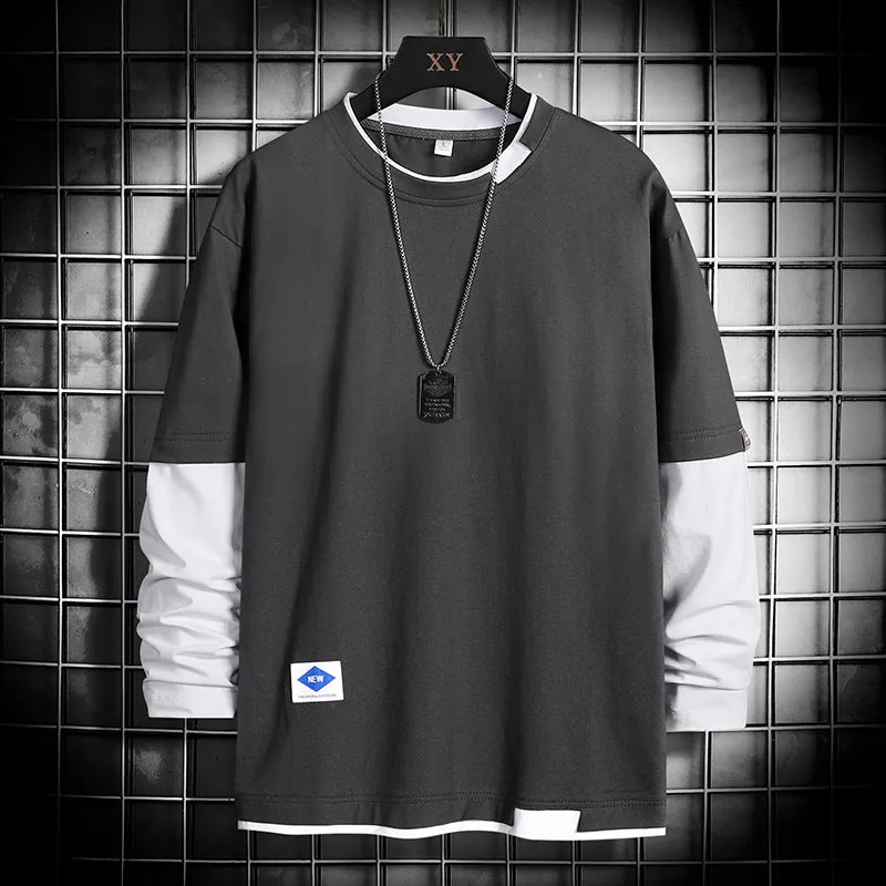 Women's autumn bottoming shirt with long sleeves and round neck in plain solid colour