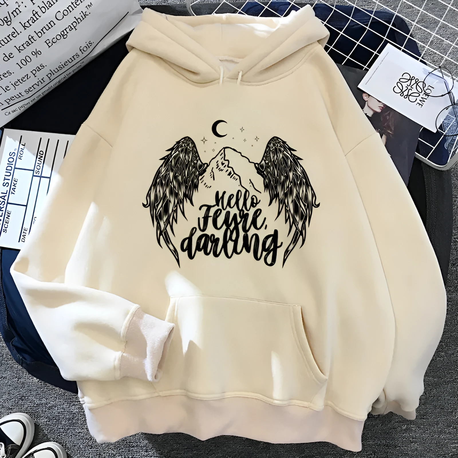 Acotar women winter aesthetic hoodie in street hip hop style, polyester, long sleeves, available in multiple sizes and colours