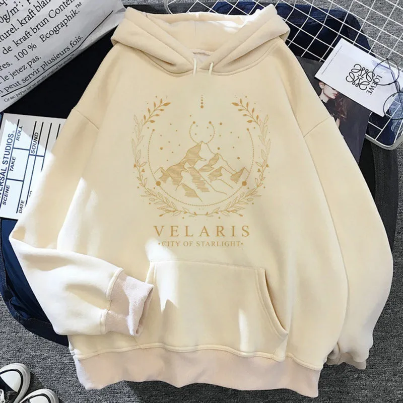 Acotar women winter aesthetic hoodie in street hip hop style, polyester, long sleeves, available in multiple sizes and colours