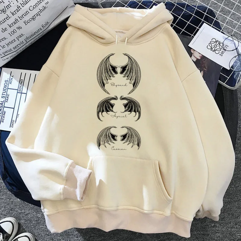 Acotar women winter aesthetic hoodie in street hip hop style, polyester, long sleeves, available in multiple sizes and colours