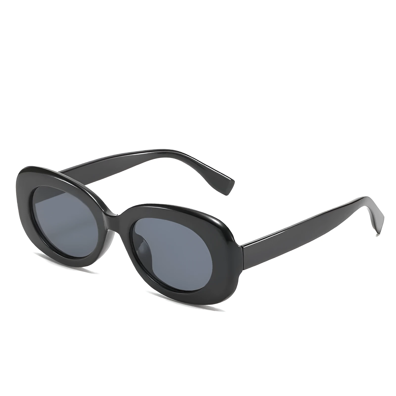 Women's oval fashion sunglasses in black with AC lens and UV400 protection PC frame