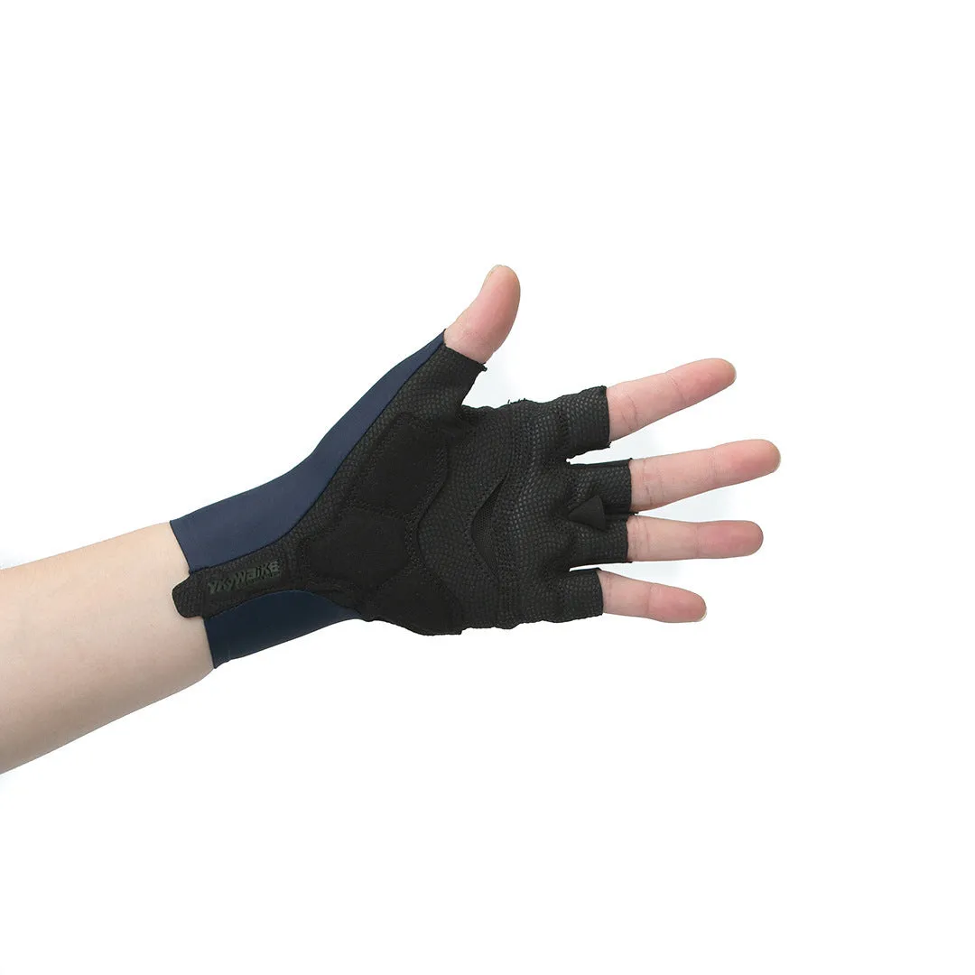 Breathable cycling gloves in knitted fabric with anti-slip grip and anti-collision design, available in multiple colours.