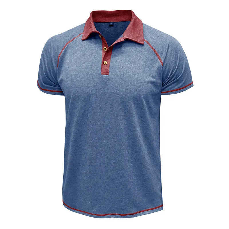 Men's short-sleeved lapel POLO bottoming shirt in polyester fibre, available in multiple colours including khaki and black