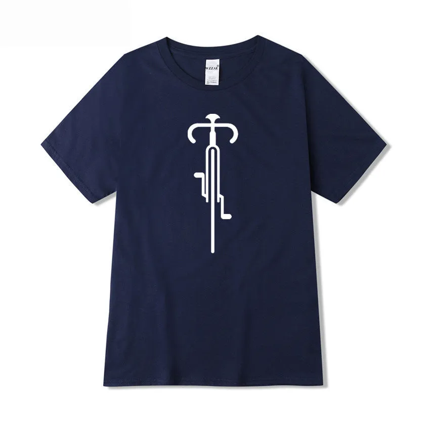 Cotton round neck printed short sleeve top for men in white – casual bottoming shirt